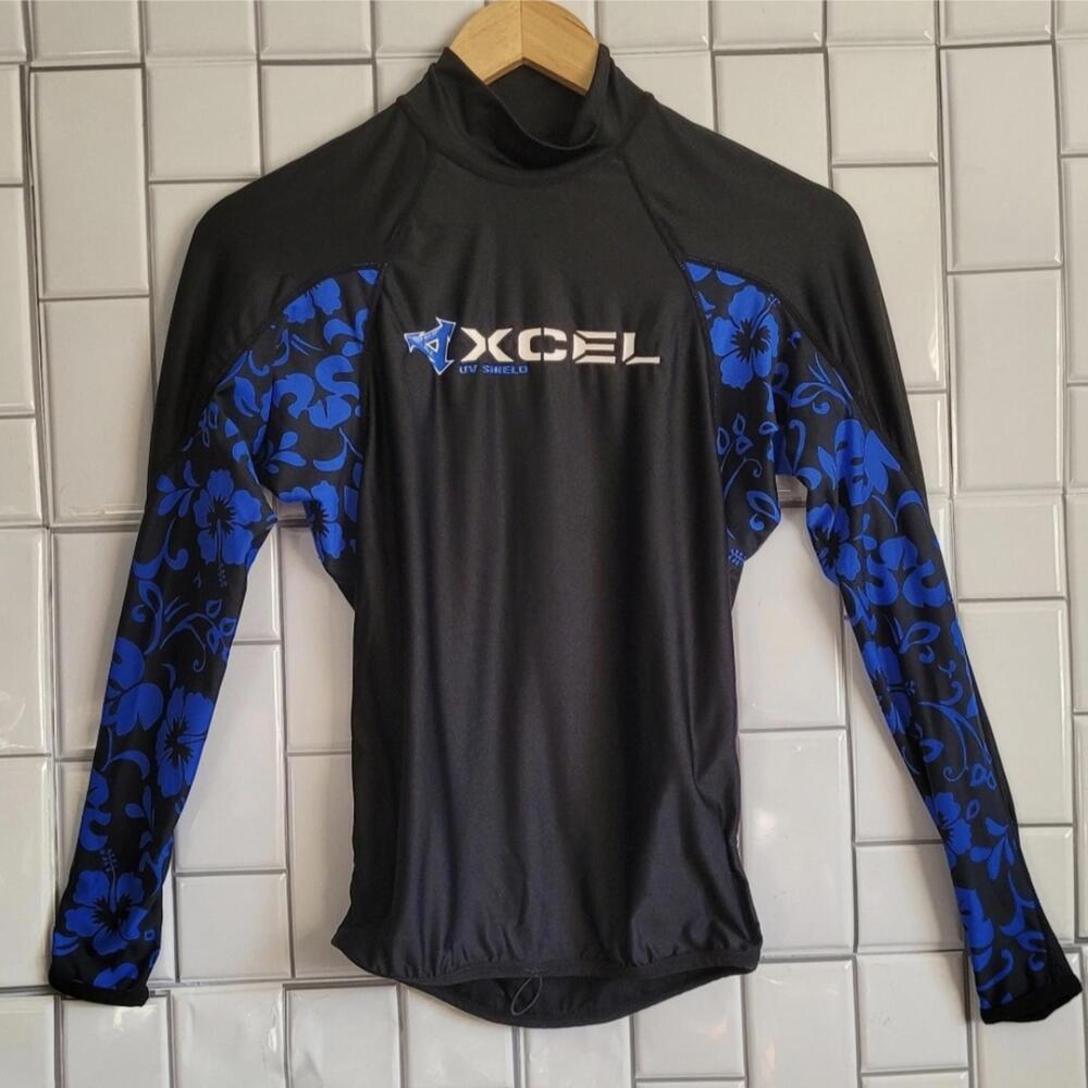 Xcel Hawaii Uv Shield Long Sleeve Surf Wet Top  Drawstring Waist  Black